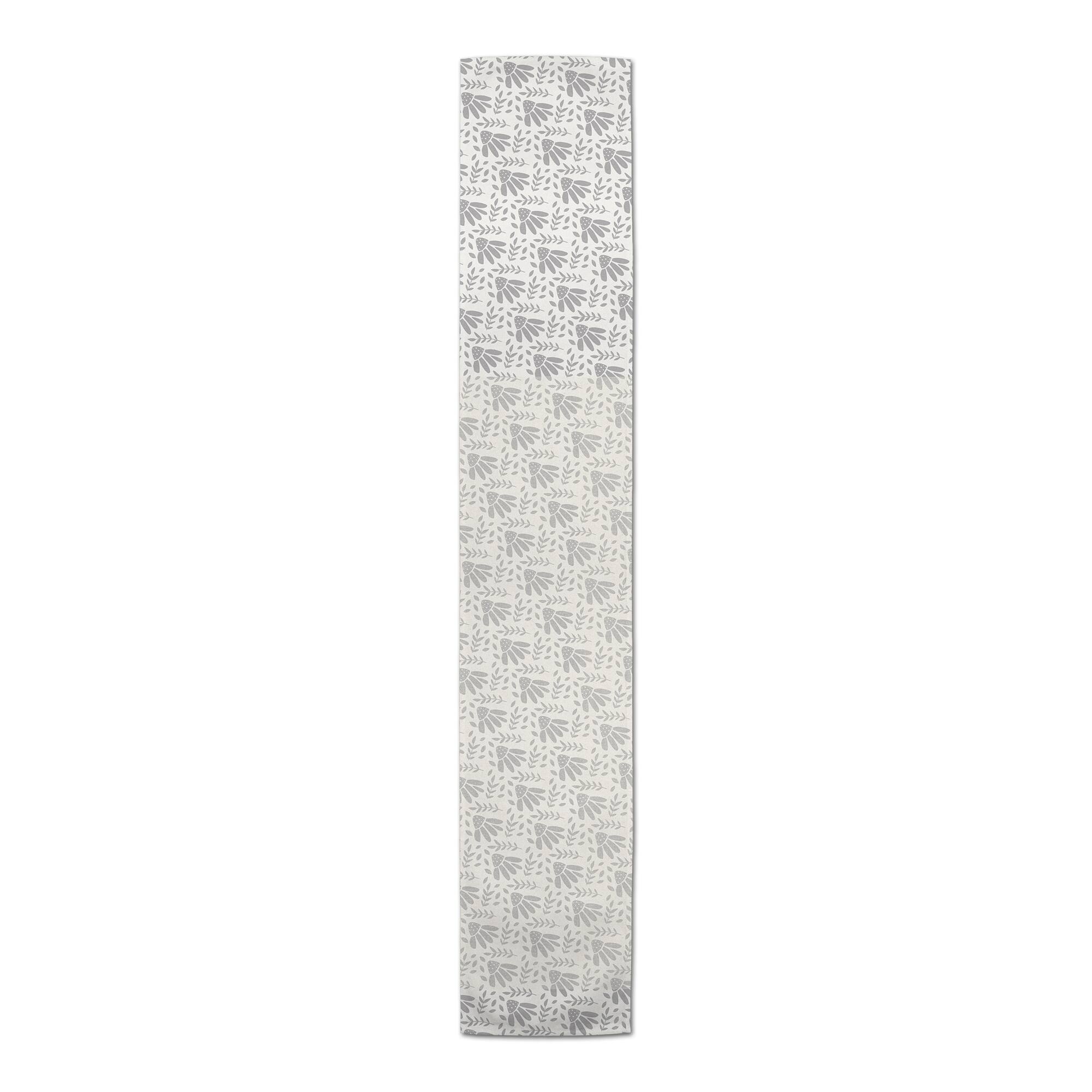 90" Simple Gray Florals Cotton Twill Runner